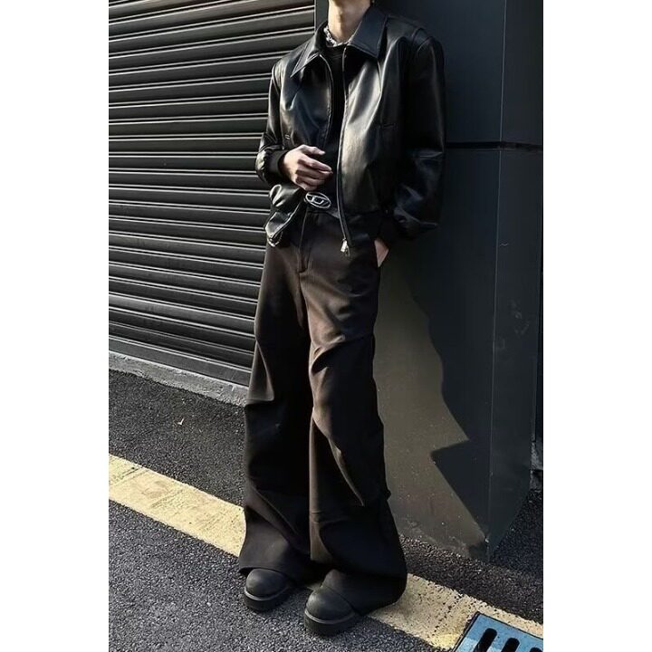 潮美式微喇西裤直筒冲锋裤男女复古宽松高级感百搭长裤MKX79P40,男装西裤,星座1013-5