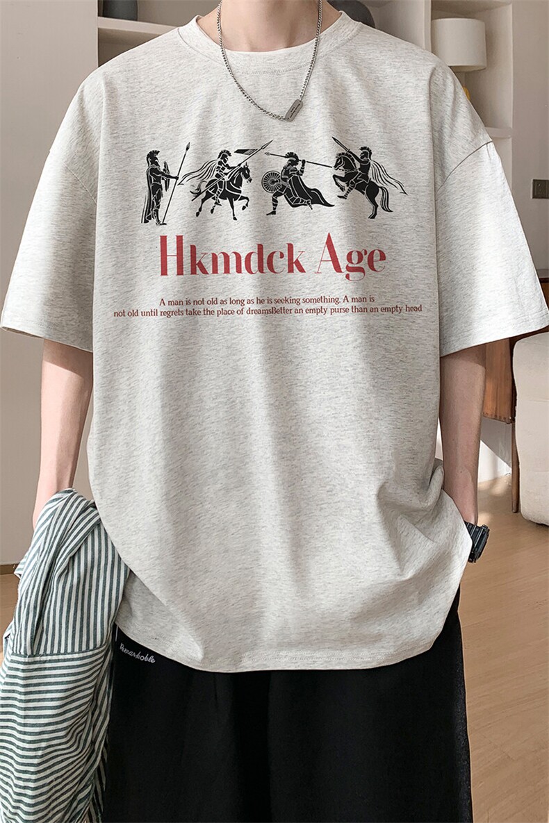 图案已注册夏季美式复古休闲短袖T恤男潮宽松半袖体恤衫D124/P25,男装T恤,电商B209