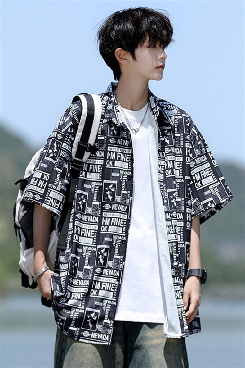 8XL-M花衬衫男短袖夏季薄款冰丝半袖宽松大码休闲外套DC28008P38,男装衬衫,电商B312