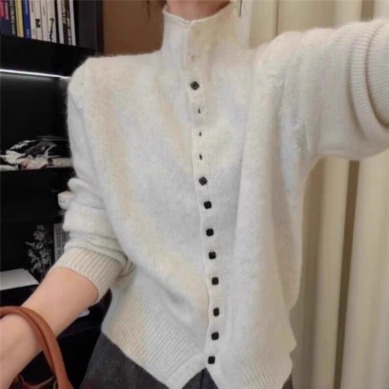 2025年秋季时尚百搭通勤简约休闲自由领开衫，女装针织衫/毛衣，端硕羊绒