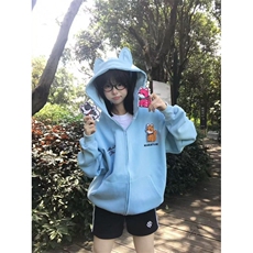 5343-P60魔术贴/刺绣/后包领休闲卫衣外套薄款-加绒，女装卫衣/绒衫，星座617A-2