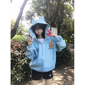 5343-P60魔术贴/刺绣/后包领休闲卫衣外套薄款-加绒图片