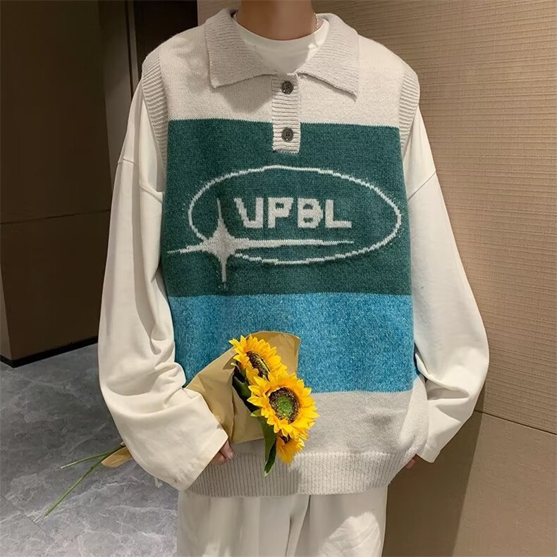 美式毛衣男慵懒风休闲针织衫无袖马甲FM12P38,男装针织衫/毛衣,星座1116-2