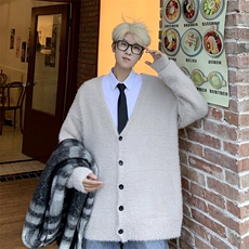 秋冬美式复古休闲慵懒风V领针织衫男开衫毛衣外套914-4-V13P57，男装针织衫/毛衣，星座914-4
