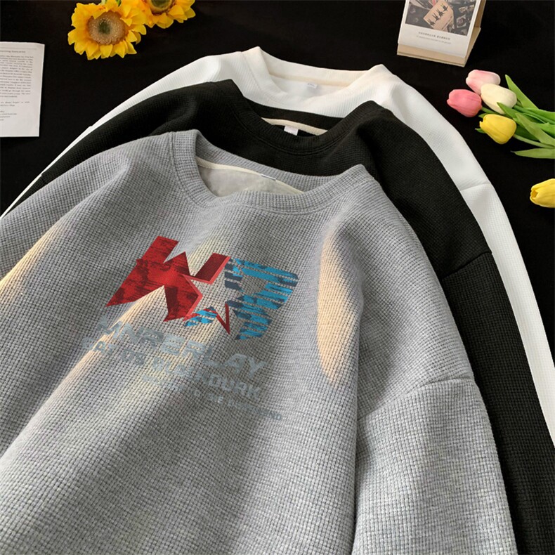 华夫格！华夫格上衣男圆领华夫格卫衣男大码长袖t恤男HY227-特P23,男装T恤,电商B367