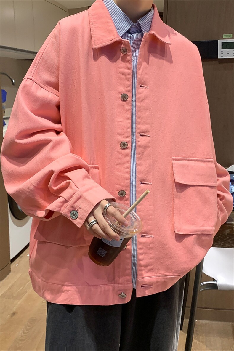 JK6089/P68秋装新款港风工装立体大口袋水洗夹克男女大码上衣,男装夹克,电商A141