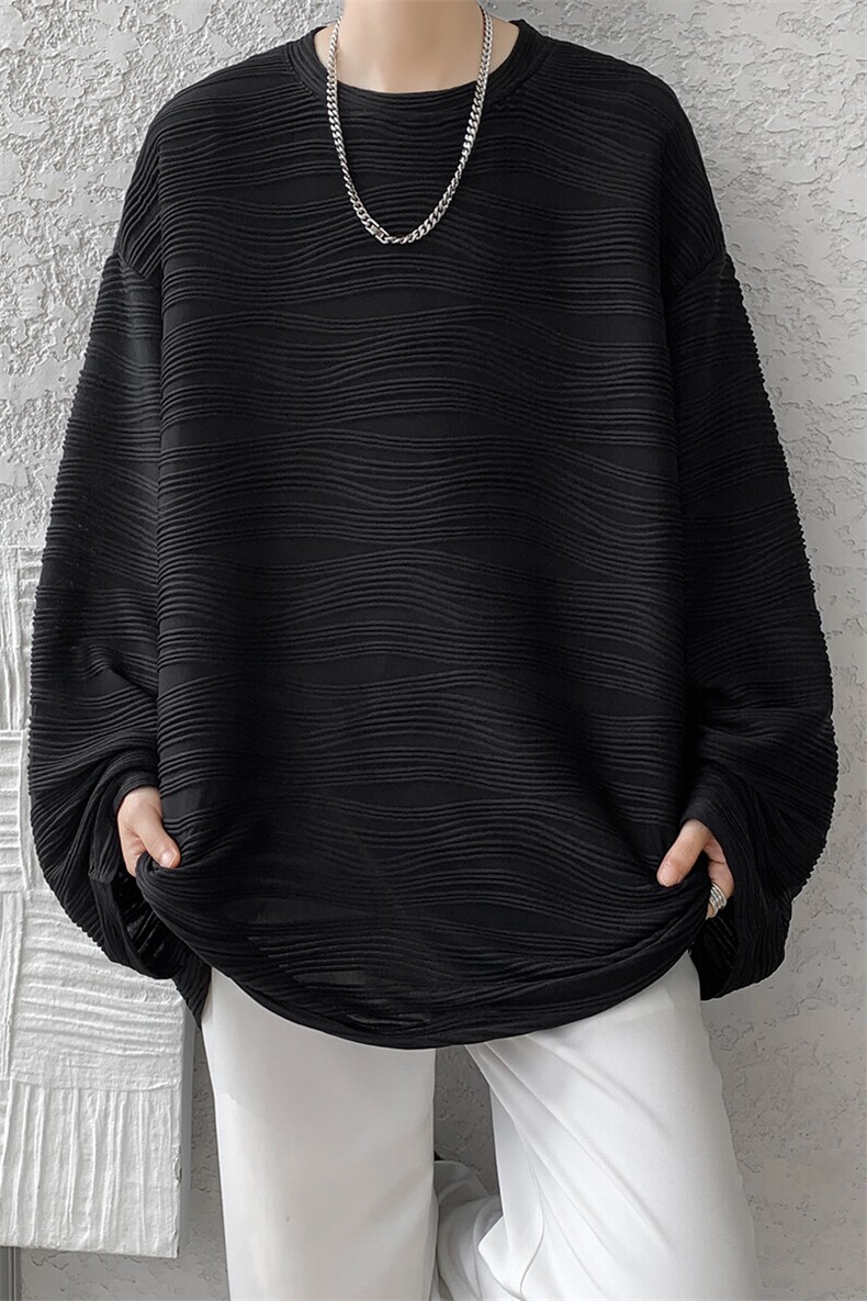8XL-M肌理感长袖T恤男宽松重磅上衣痞帅高级感内搭打底衫P45控68,男装T恤,电商D206-1