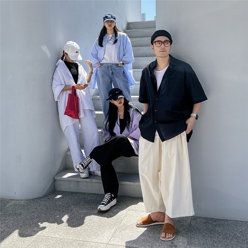 高级感短袖衬衫女春夏慵懒风设计感小众情侣衬衣薄710-3422P45,女装衬衫,星座710
