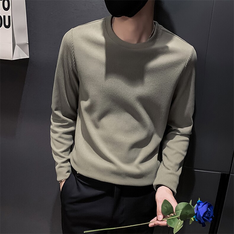 黑色2023秋装精神小伙修身男士长袖T恤潮款长tee男T079-P35控58,男装T恤,电商A108