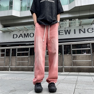 春秋季新款多巴胺水洗牛仔裤男士潮牌宽松复古直筒裤图片