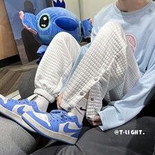 2023春季韩版华夫格休闲卫裤排扣S-3XL束脚港风运动裤 K2091-P33图片