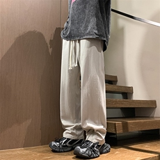 港风秋冬酷丝棉美式高街宽松休闲拉链开叉长裤男K23318-P40，男装休闲裤，星座717