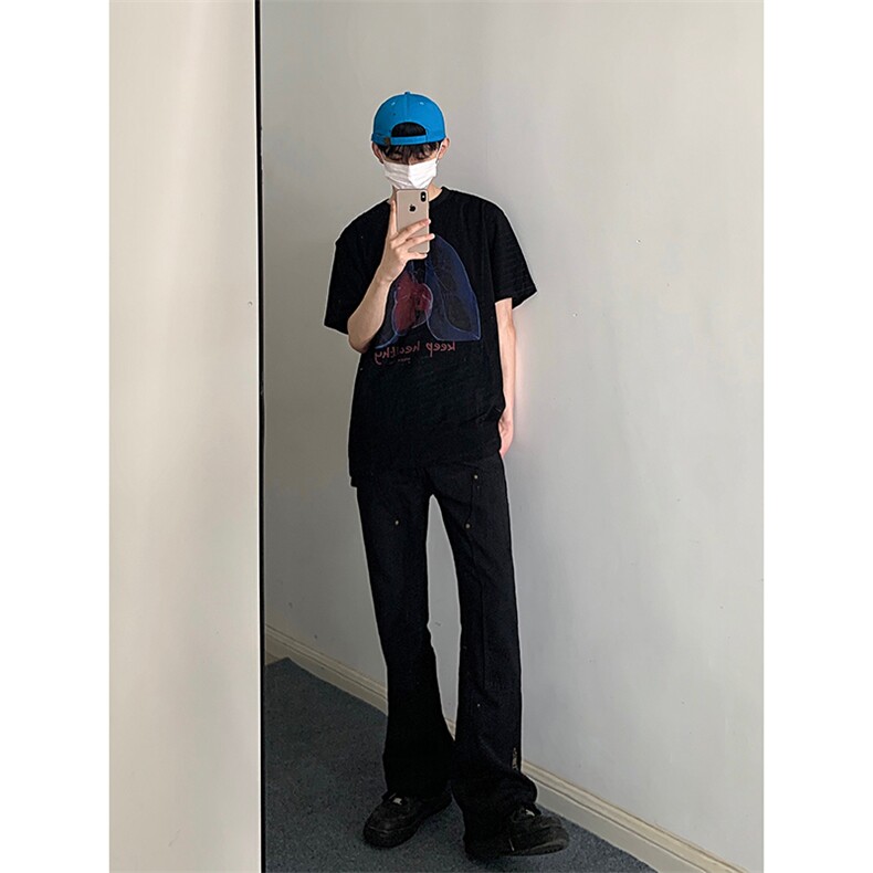 B221 美式ins高街小众百搭微喇拉链牛仔裤 LK22049-P60 控78图片