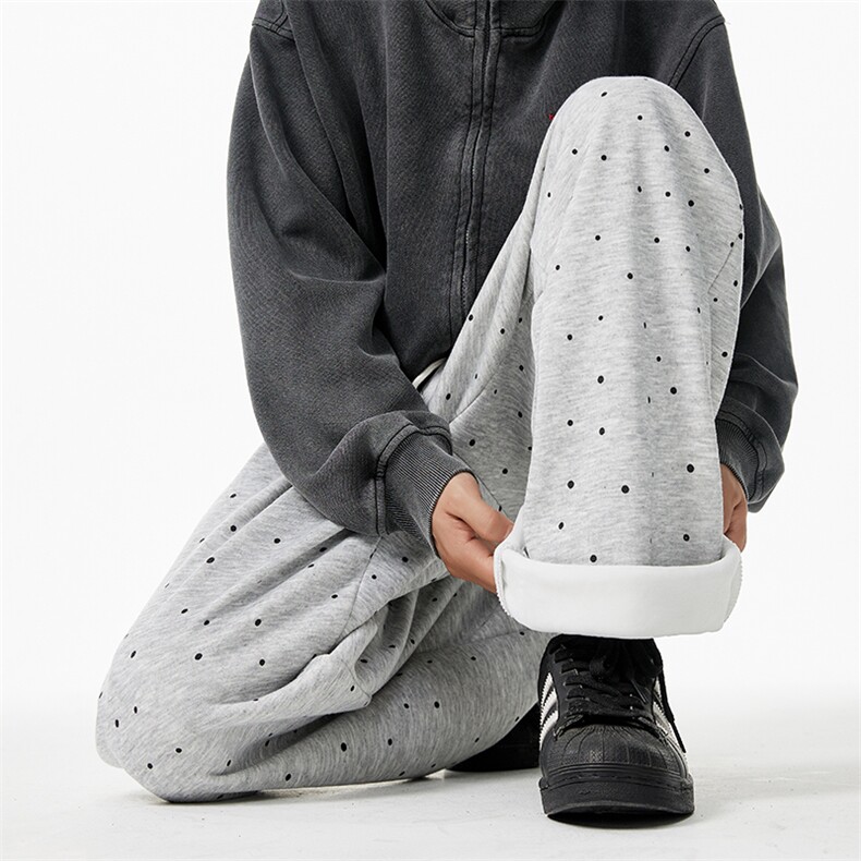 抖音品质冬季保暖加绒波点宽松休闲卫裤B313-K857JR-特p40控78，男装休闲裤，电商B313