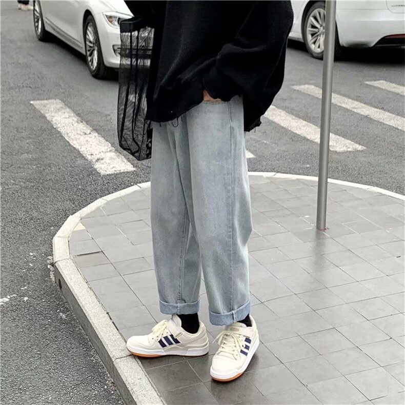 牛仔裤男潮牌宽松直筒潮流百搭ins港风阔腿牛仔长裤,男装牛仔裤,星座302B