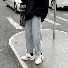 牛仔裤男潮牌宽松直筒潮流百搭ins港风阔腿牛仔长裤，男装牛仔裤，星座302B