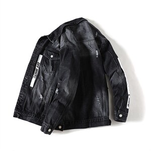 JK302-p95-限价128现货白底牛仔夹克肥仔量足破洞印花大码，男装夹克，星座103A