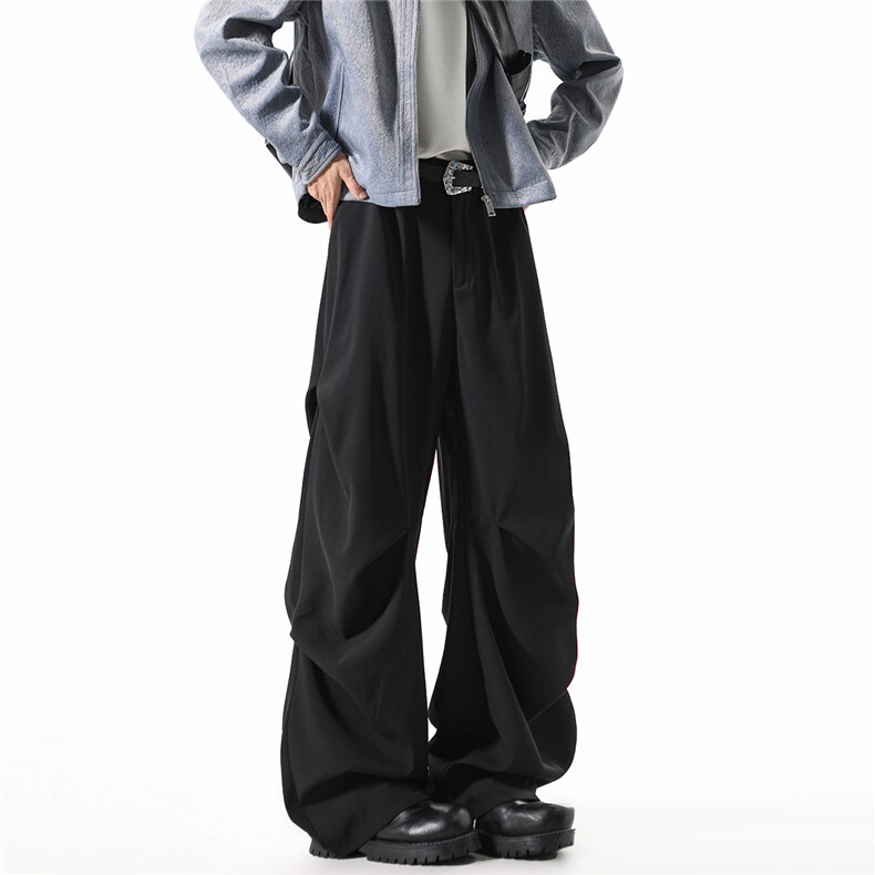 YK168特P40控68无影墙凉秋美式宽松阔腿拖地微喇褶皱垂感西裤，男装西裤，电商A249
