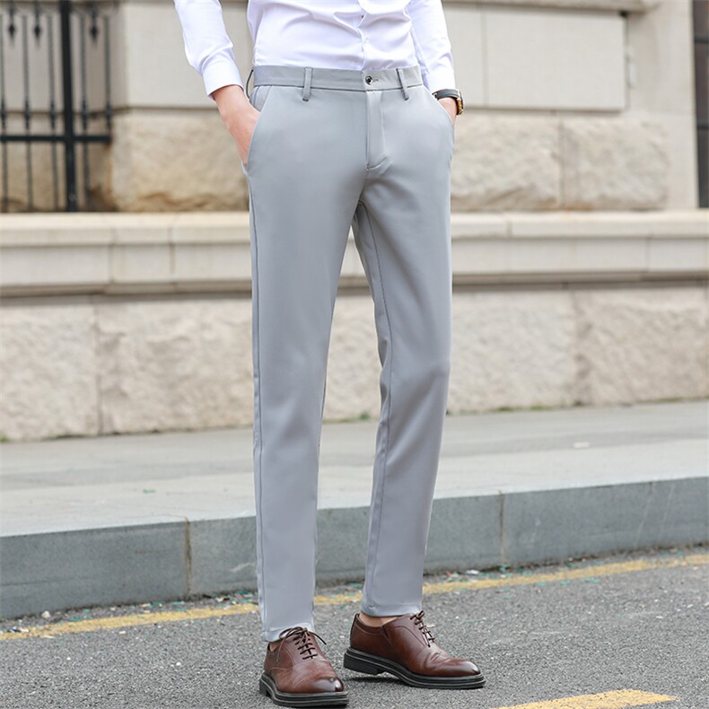 休闲裤男士夏季薄款小西裤商务弹力免烫直筒西装长裤子纯色薄，男装西裤，星座505-2（原电商A260-1)