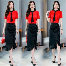 2022夏季新款时尚通勤简约大方气质优雅修身显瘦两件套裙，女装套装/套裙，火爆靓佳人