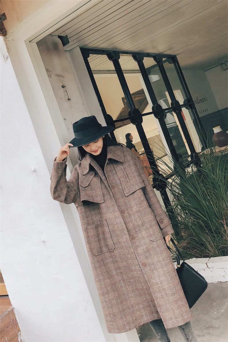 现货格子呢大衣呢加棉款D6159附白底图+,女装毛呢外套,沁古纱衣