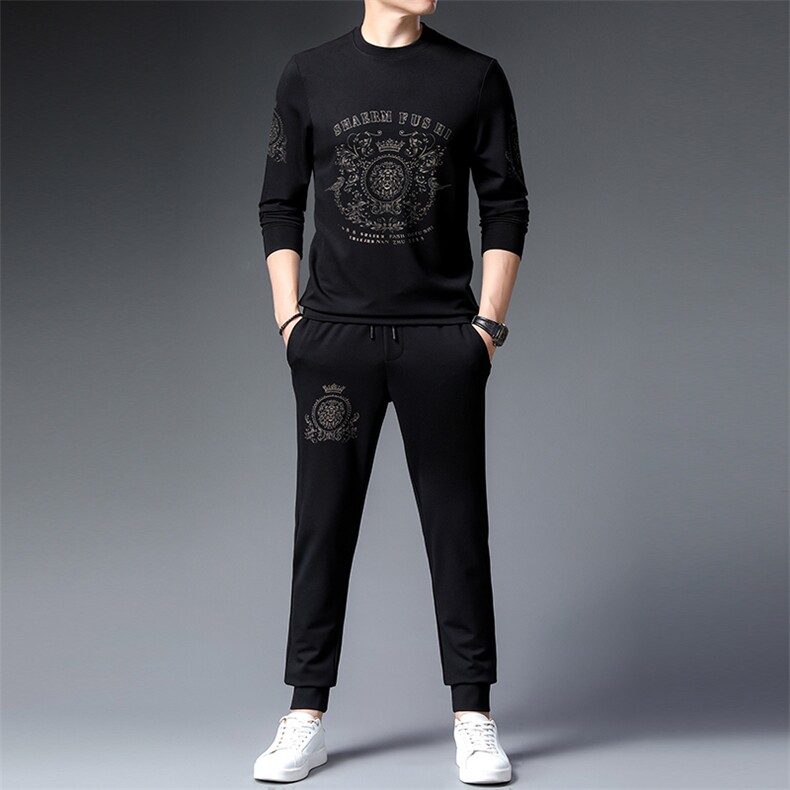 BJ9809秋季2023年新款男士长袖长裤修身休闲时尚卫衣套装P160，男装休闲套装，电商B360