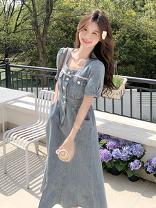夏牛仔连衣裙图片