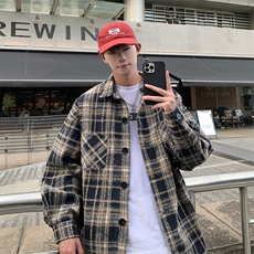 小香风衬衫夹克外套复古拼色潮牌休闲情侣宽松C2166-P40【特价】，男装夹克，电商A007