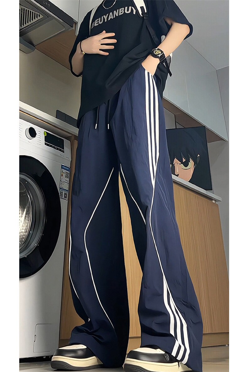 美式高街条纹裤子男夏季冰丝宽松冲锋户外工装伞兵阔腿裤KZ047P55,男装休闲裤,电商B312