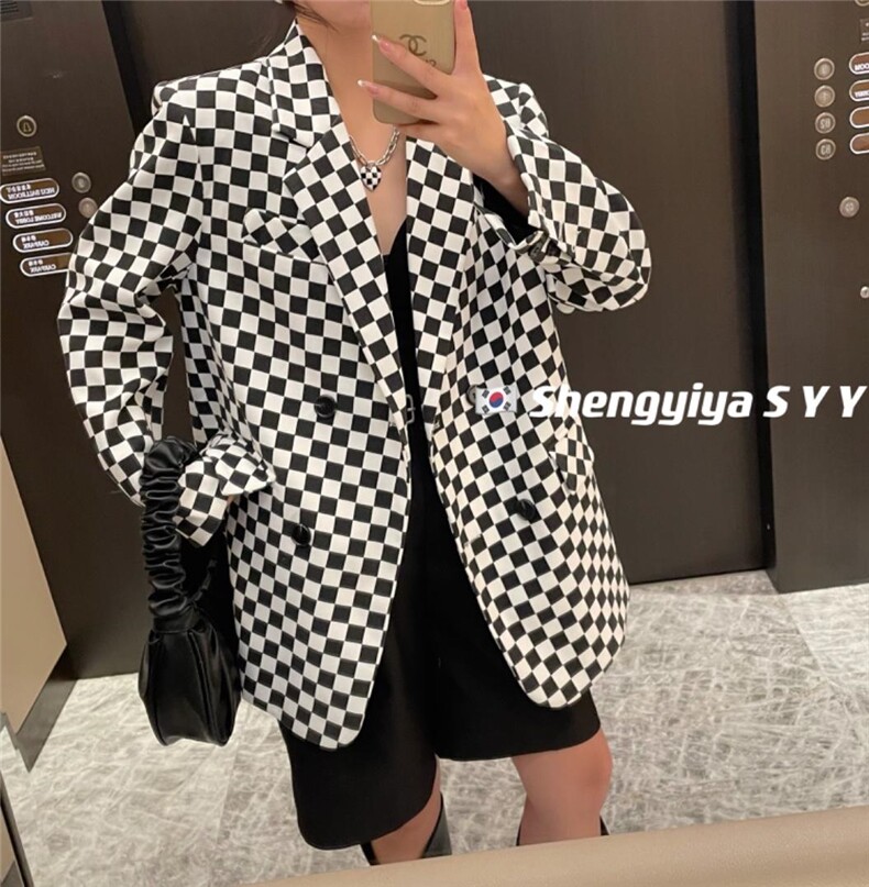 棋盘格西服外套，其它，6·9衣社