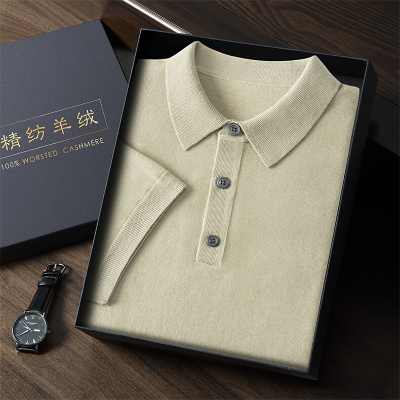 2024秋冬新款精纺山羊绒男士套头POLO领羊绒短袖,男装羊绒套衫,曼云男装羊绒