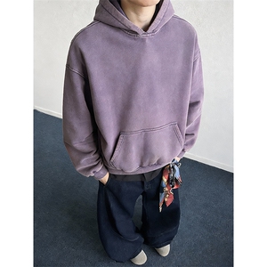 得物抖音高品质二开 26春装重磅做旧炒雪花纯色连帽水洗卫衣 CM16图片
