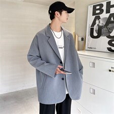 港风秋季轻奢西装男帅气高级感雅痞西服休闲宽松外套A071-X07-P85，男装西服，电商A071