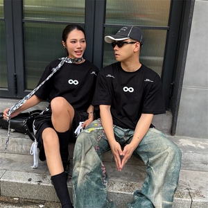 万针全刺绣解构设计260克重磅双纱纯棉高品质美式高街短袖T恤特35图片