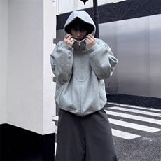 抖音得物高品质二开26春装美式高街重磅结构高领连帽卫衣外套W62，女装短外套，电商A486-1