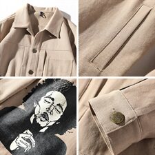 A003-HJ013-P40秋装新款人头印花翻领夹克男装外套地毯风，男装夹克，电商A003