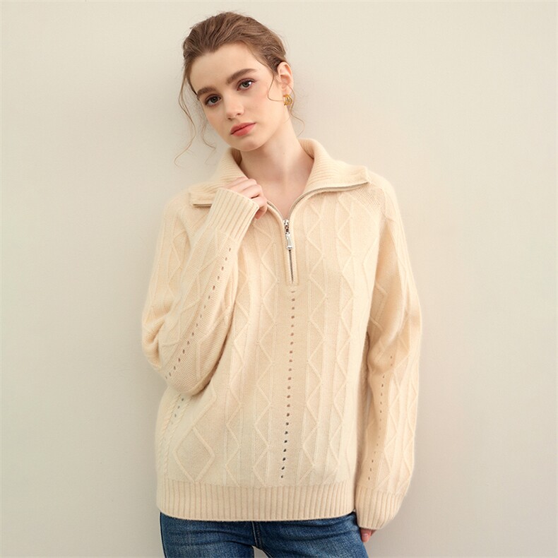 半拉链翻领重磅衫女套头POLO领秋冬新款加厚短款针织打底，女装针织衫/毛衣，蒙莲贝斯