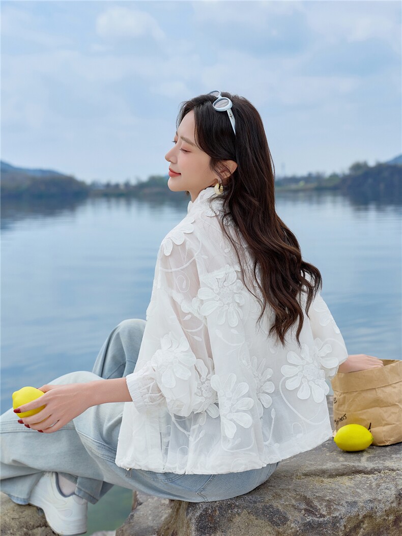 夏季新款女立体花朵防晒衣外套,女装防晒衣,可可小西