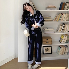 新款盐系拼接牛仔套装2C115-2260-P175-K248，女装套装/套裙，2C115