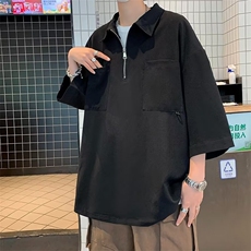 夏季纯色百搭POLO短袖男港风衬衫CS60P33，男装衬衫，星座1116-2