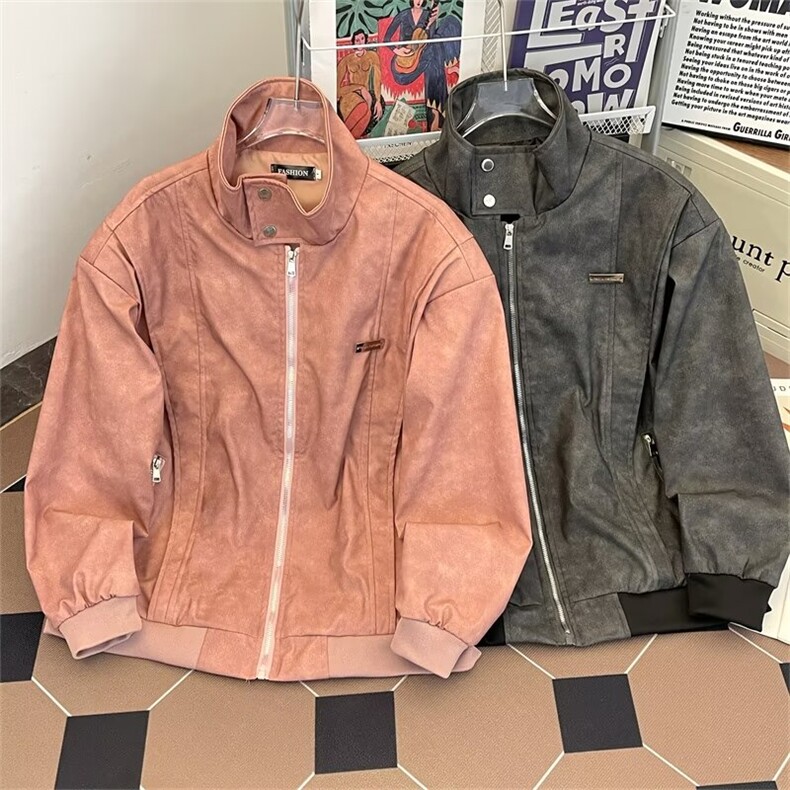 秋男皮夹克扎染双层渐变色金属贴外套JK3110P78,男装夹克,星座1013-1