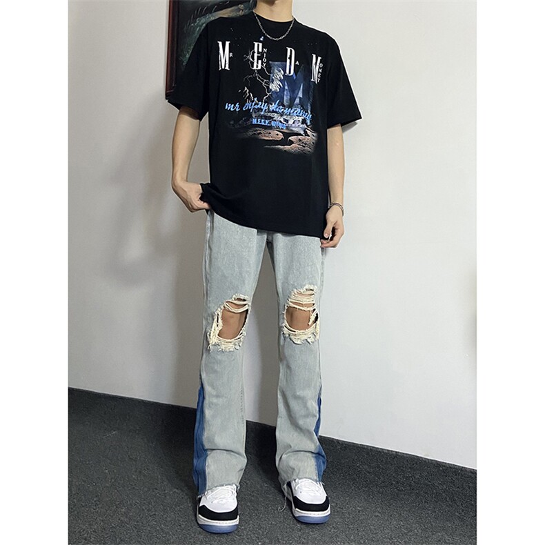美式高街ins小众破洞牛仔裤货号K751P60,男装牛仔裤,电商A063