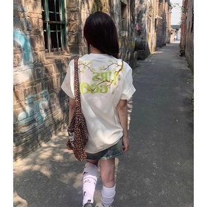万针全刺绣工艺高品质260克双纱纯棉美式高街罗汉松短袖T恤 特P33图片