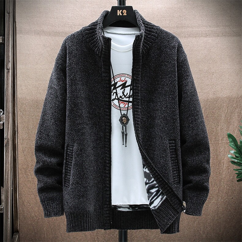 品质好秋冬季新款男士休闲毛衣立领外套百搭加绒雪尼尔8811-P50,男装针织衫/毛衣,星座1706