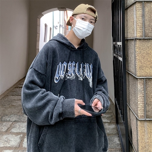 秋装新款水洗复古欧美潮流宽松连帽卫衣 A071-W08-P70图片