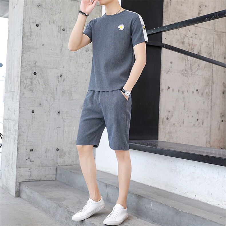 夏季短袖T恤套装男韩版两件套宽松男装纯棉半截袖inT778-P42图片
