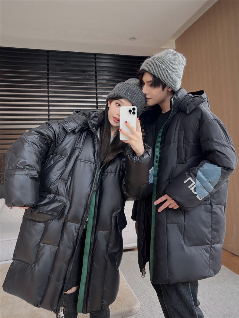 新款冬款加肥款男女中青年韩版情侣装羽绒服过膝长款羽绒外套大衣,男装羽绒服,钱塘723