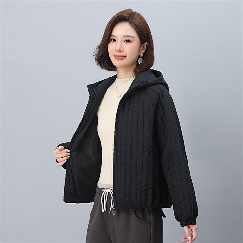 时尚显瘦竖条纹棉服宽松百搭保暖外套,女装棉衣/棉服,叶笙衣