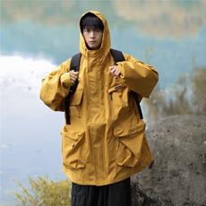 日系cityboy印花情侣冲锋衣夹克男2024秋季潮牌山系连帽外套，男装夹克，星座716-3