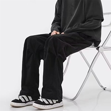 新款灯芯绒休闲裤束脚哈伦裤男女潮流直筒高街阔腿裤子AK920-p42，男装休闲裤，星座1008-1